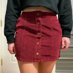 Altar’d State maroon/red corduroy button-up-front skirt - size small